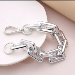 Silver Chunky Link Bangle Bracelet NEW